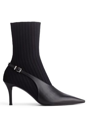 rag & bone Black Pointed Slingback Sock Boot Heel